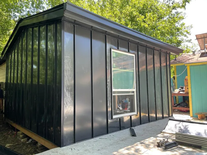 Black standing seam metal wall panels for Metal Roof Installation in DeKalb